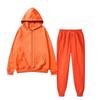 Womens Fleece Hooded Zip Tracksuit Loose Fit Solid Color Sportswear Set