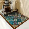 Retro Drying Mat Super-Absorbent Countertop Mat Tableware Drain Pad Kitchen Placemat Home Draining Mats Table Counter Pads