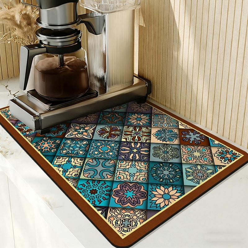 

Retro Drying Mat Super-Absorbent Countertop Mat Tableware Drain Pad Kitchen Placemat Home Draining Mats Table Counter Pads 30x40cm