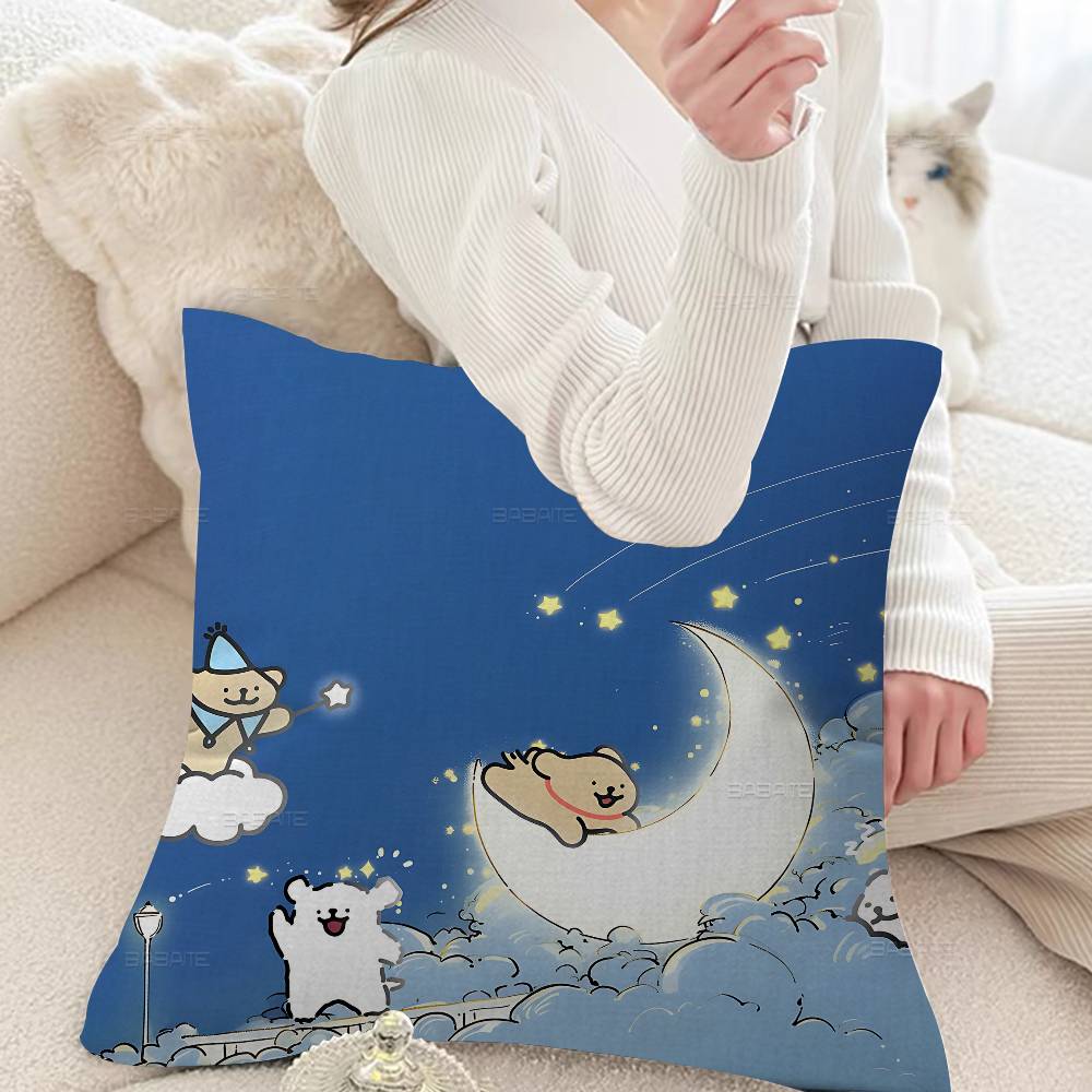 Line CARTOON P-PuppyS Cushion Cover Polyester Sofa Cushions Decorative Throw Pillows Home Decoration Pillowcover