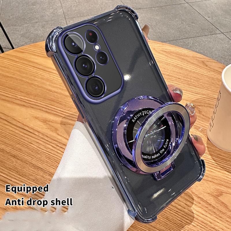 Shockproof Transparent Magnetic Bracket Case for Samsung S25 S24 23 S22 S21 Ultra Plus S25 S23 FE A17 A07 A06 A56 A36 A16 A55 A35 A25 A15 A54 A53 A14