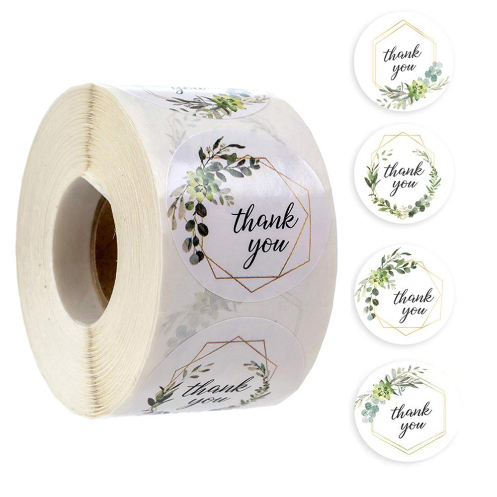 500pcs/roll Thank You Stickers Flower Pattern Party Wedding Decoration Gift Envelope Seal Labels Scrapbooking Stickers