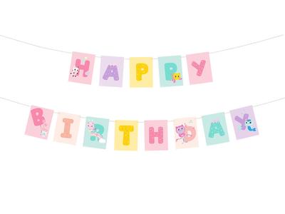 Baner Happy Birthday Koci Domek Gabi 180 X 15 Cm