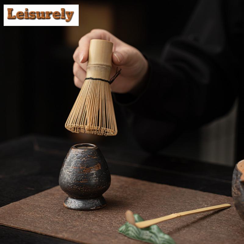 Vintage Japanese Power Yin Matcha Set Bamboo Whisk Teaspoon Ceramic Bowl Tranditional Tea Sets Home Tea-making Tools Accessories