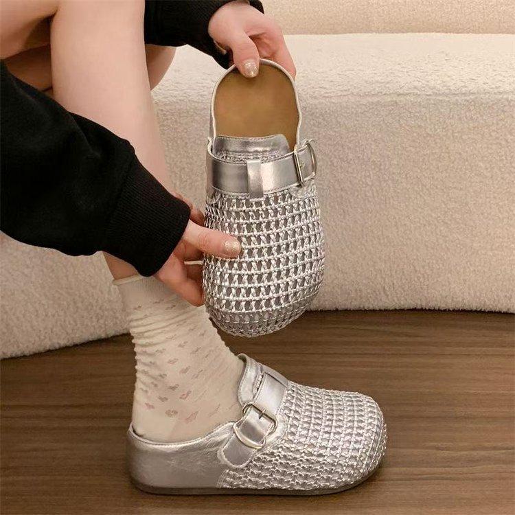 Half-slip-on Women s Shoes - New Style - Inner Heightening - Cool Shoes 35 серебряный