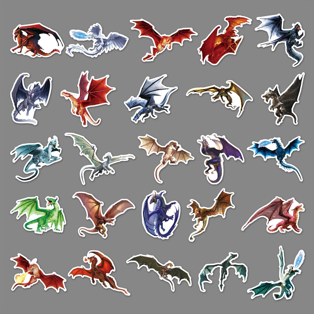50 Dragon Doodle Personality Cartoon Cool Animal Trend DIY Skateboard Mobile Suitcase Stickers Waterproof
