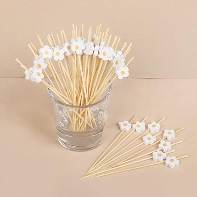 100 Stück Gänseblümchen Blume Lebensmittelspieße Einweg Dessert Obstgabeln Kinder Geburtstagsparty Kuchen Dekoration Hochzeit Baby Shower Zubehör