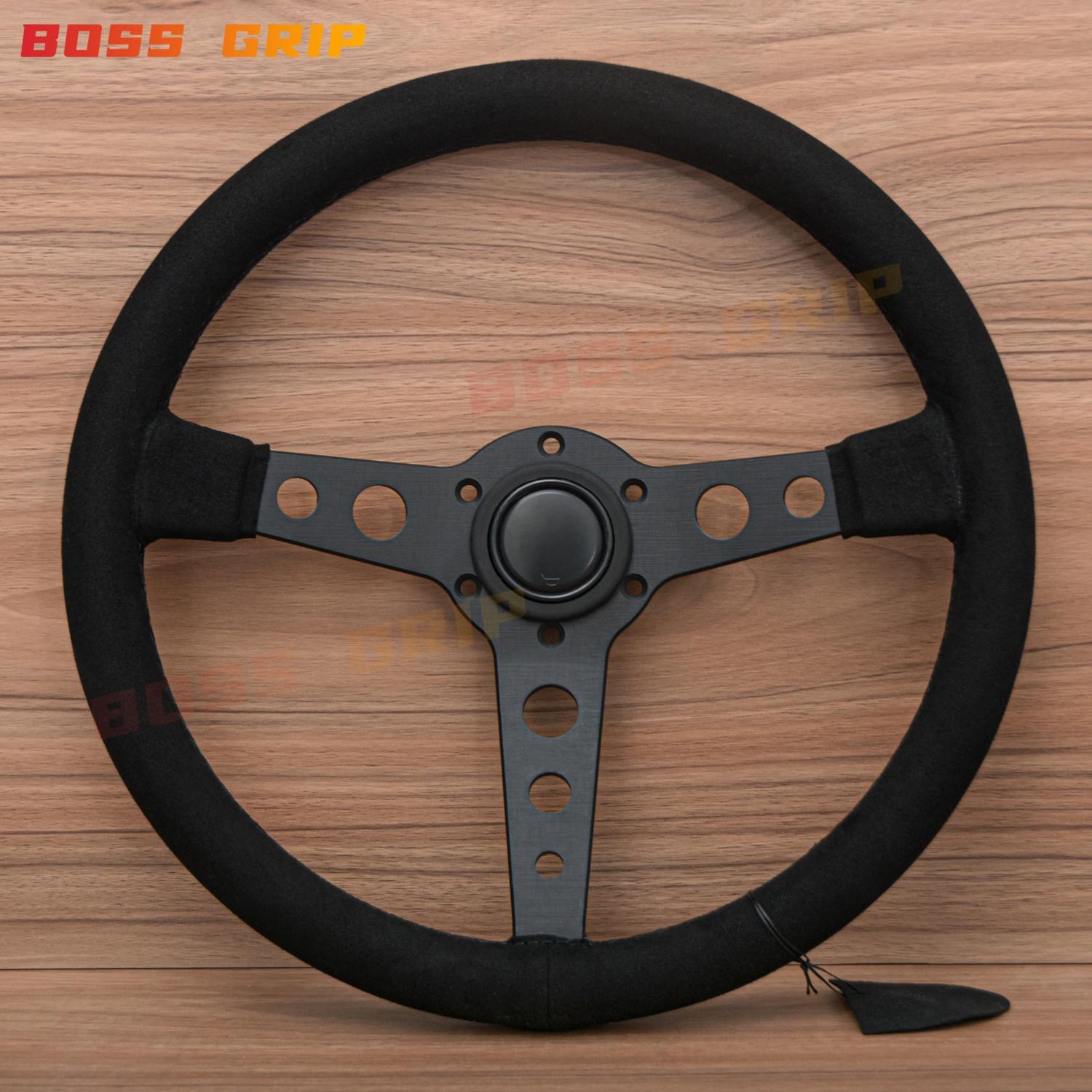 Universal 350mm 14  Prototipo P5 Black Edition Suede Leather Sport Steering Wheel Auto Accessories Suede
