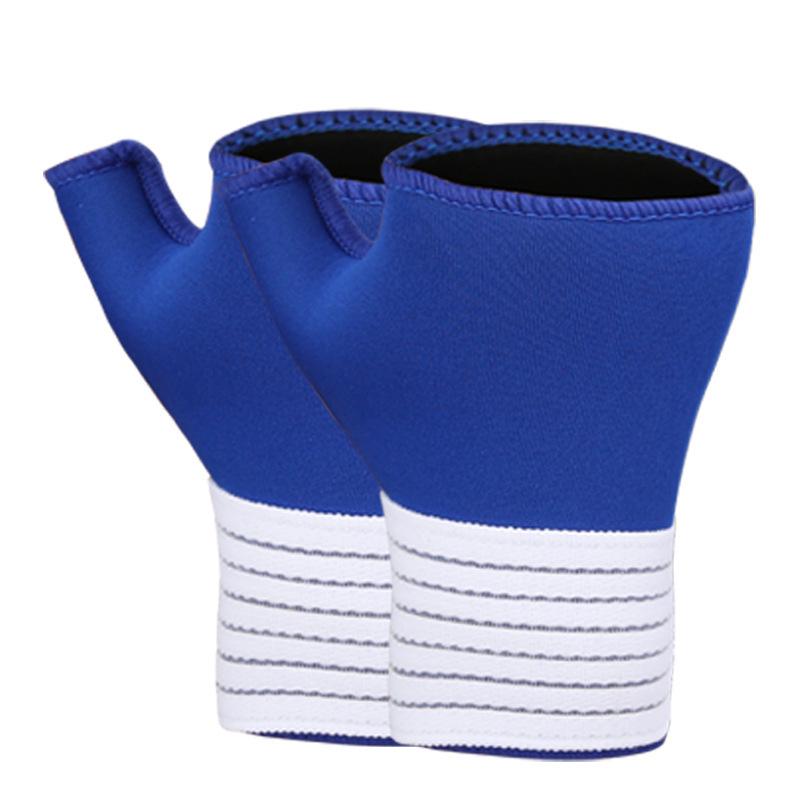 Breathable Half-Finger Compression Sleeve with Thumb Wrap and Wrist Support - Sports Protective Gloves. синий