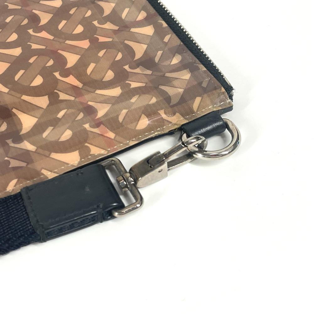 BURBERRY Logo Check TB pouch bag with strap Clutch bag Nylon Beige/Black