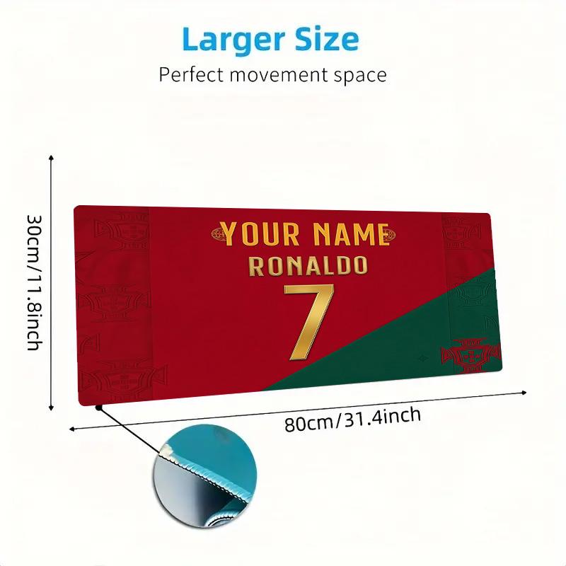 Cristiano Ronaldo Custom Name Large Size Mouse Pad Large Gaming Table Cushion Non-slip Laptop Tablet Big Mousepad XXL Mat Mini PC Playmat With Lock ed