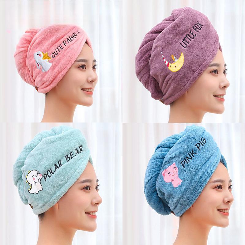 Magic Shower Hat Made of Microfiber, Embroidery Towel, Bath Caps, A Hat for Dry Hair, A Quick -drying Soft Hat for A Lady, A Turban on His Head