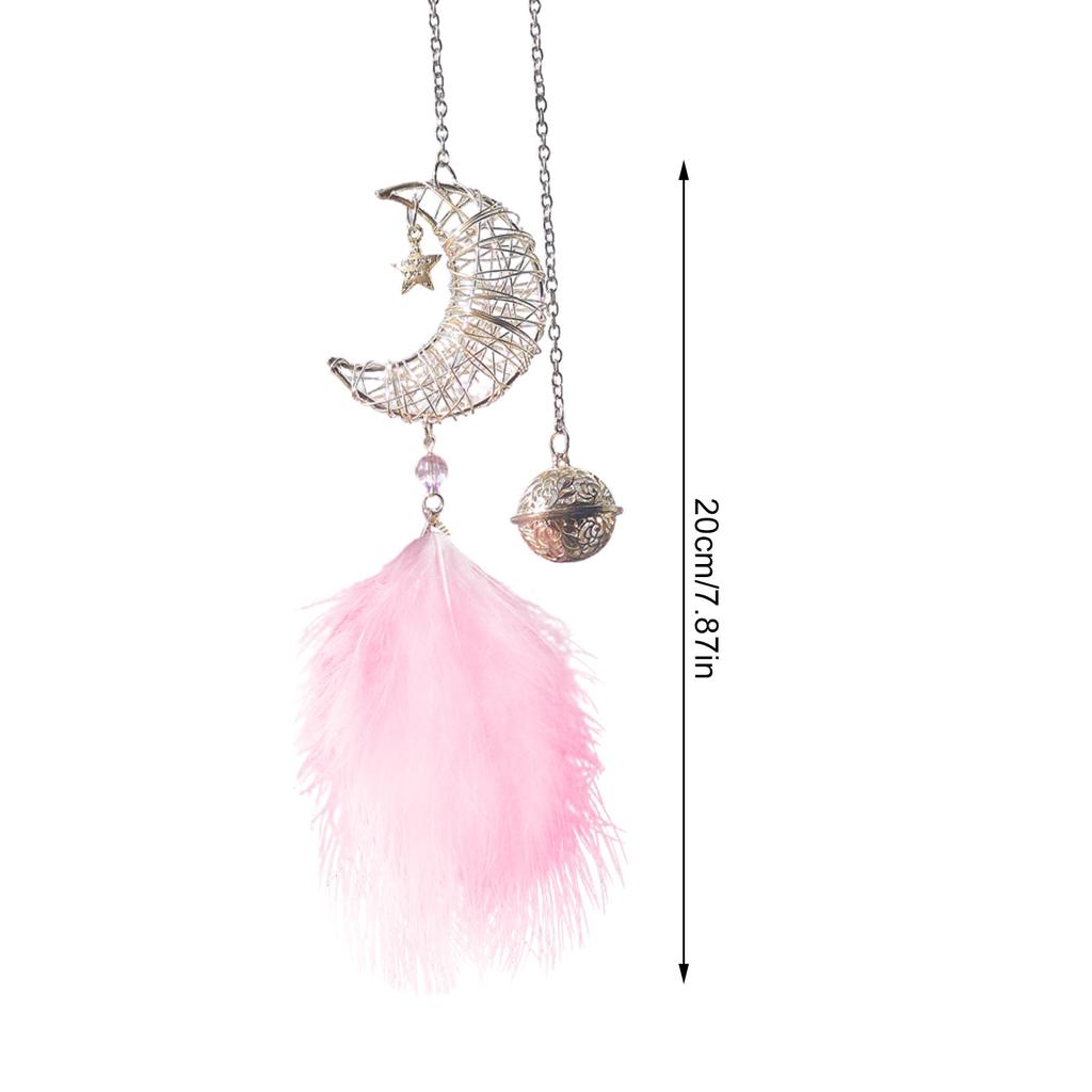 Car Decorations For Interior Rearview Mirror Handmade Nature Feather Moon Dream Catcher Ornament Traditional Bohemian Car