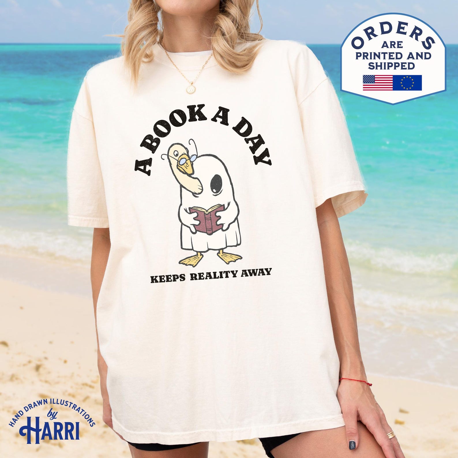 Silly Goose Book Club Tee: Ghost Cat Fantasy Reader Shirt S