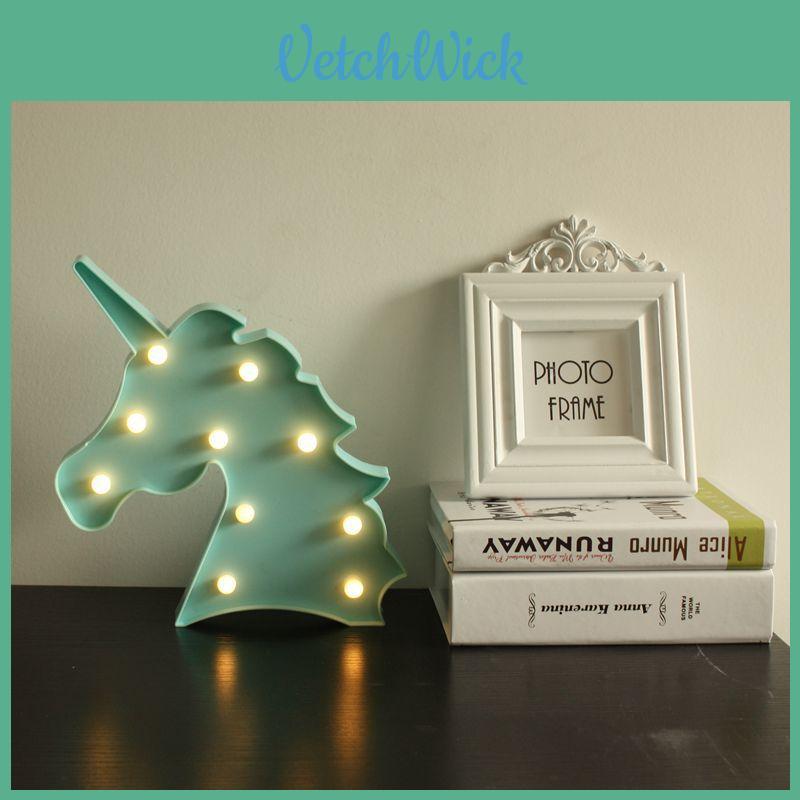 Adorable Cute Unicorn Head Led Letter Table Lamp Perfect For Children's Room Decor