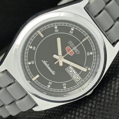 RENOVOVANÉ VINTAGE HODINKY SEIKO 5 AUTO 6309A JAPONSKÉ PÁNSKÉ ČERNÉ D/D 593c-a314828-2