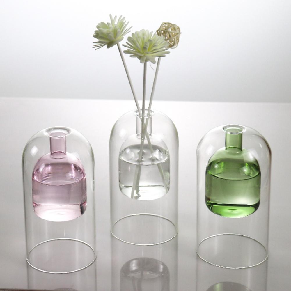 Minimalist Glass Fragrance Diffuser Bottle Double-layer Glass Aromatherapy Bottle Home Living Room Bedroom Empty Bottle Ornament