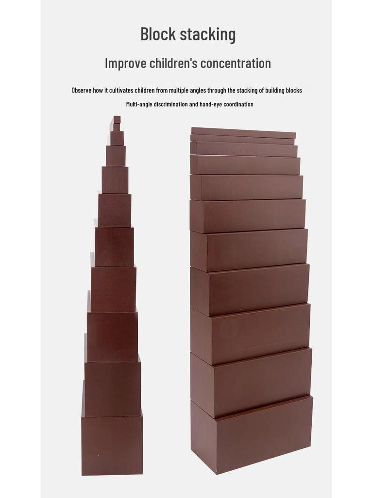 Montessori Braune Treppe Sensorische Lehrmittel - Holz Lernspielzeug für den Kindergarten