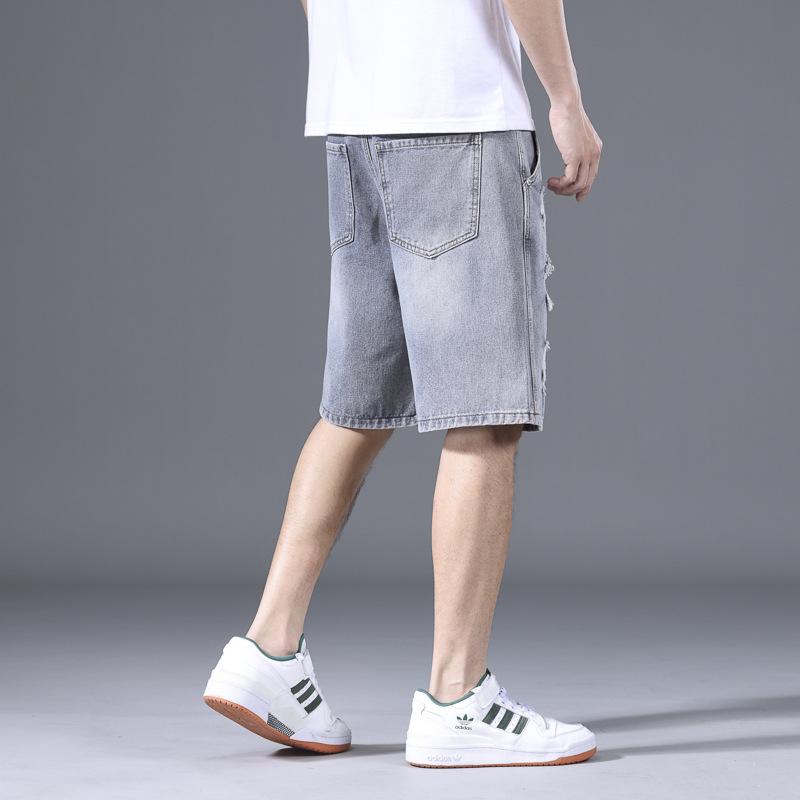 Casual Retro Beggar Ripped Denim Shorts Men's Loose Five-point Pants Summer Thin Medium Pants