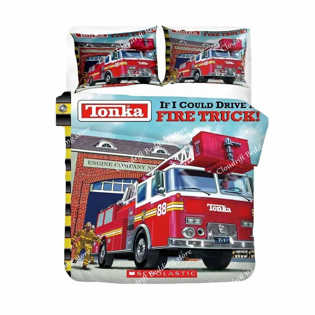 Firefighter Truck Duvet Cover KingQueen Size Red Firemen Car Bedding Set for Kids Boys Girls Fire Engine Polyester Quilt Cover