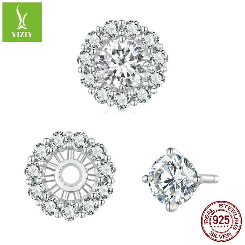 

50 Points Shining Moissanite Stud Earrings, Creative Design Structural S925 Silver Belt Certificate Earrings 925 silver