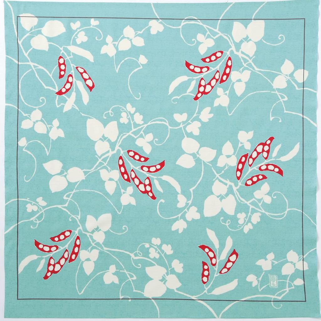 Musubi Furoshiki Takehisa Yumeji and (wrapping Cloth), 24-inch Width, Design, "Mame" (bean) "Sage" (sage), 90cm, Cotton.