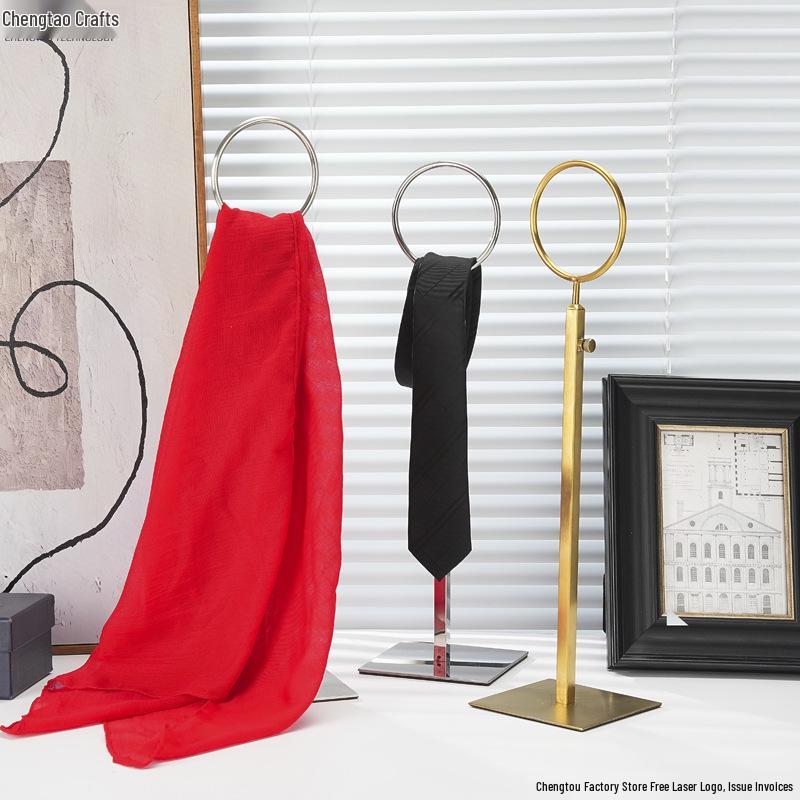 Stainless Steel Adjustable Height Tie  & Scarf Display Stand with Soft Decoration and Easy Disassembly.