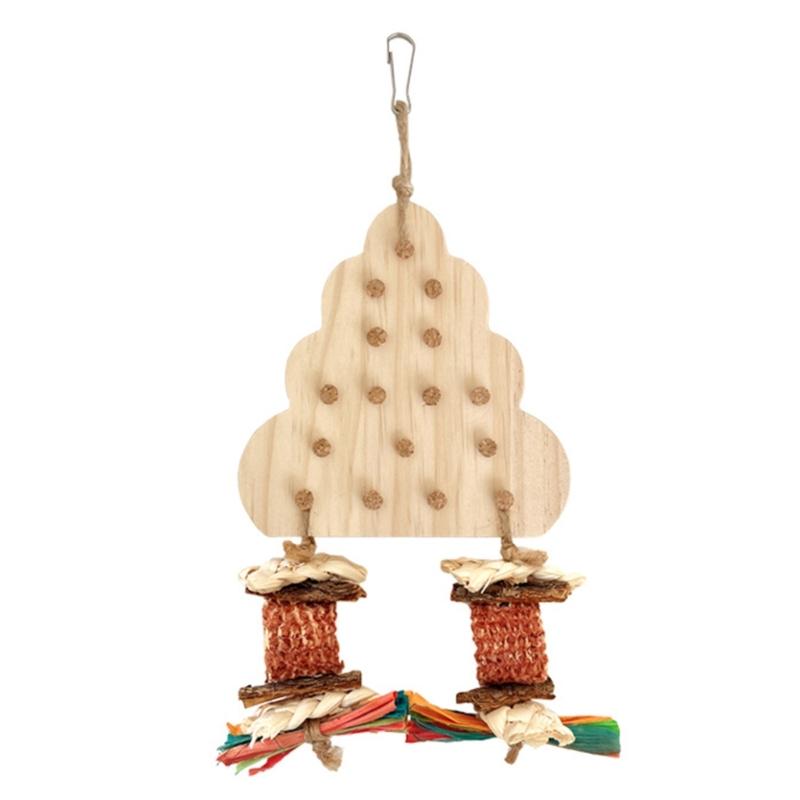

Parrots Pecking Block Toy Natural Wooden Block Grinding Toy for Small Medium Birds Birdcage Hanging Entertainment Toy