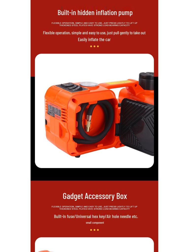 Zestaw 5-tonowego elektrycznego podnośnika samochodowego z pompką powietrza 12V i kluczem