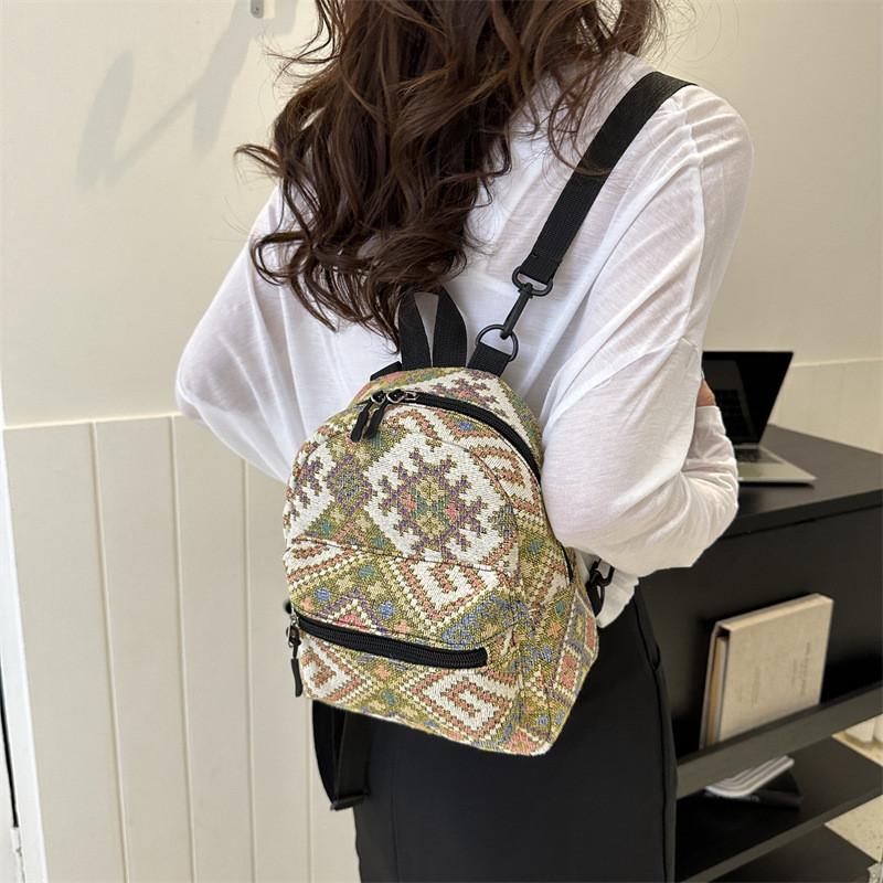 Stylish Vintage Ethnic Casual Backpack For Women With Soft Canvas Material And Trendy Design