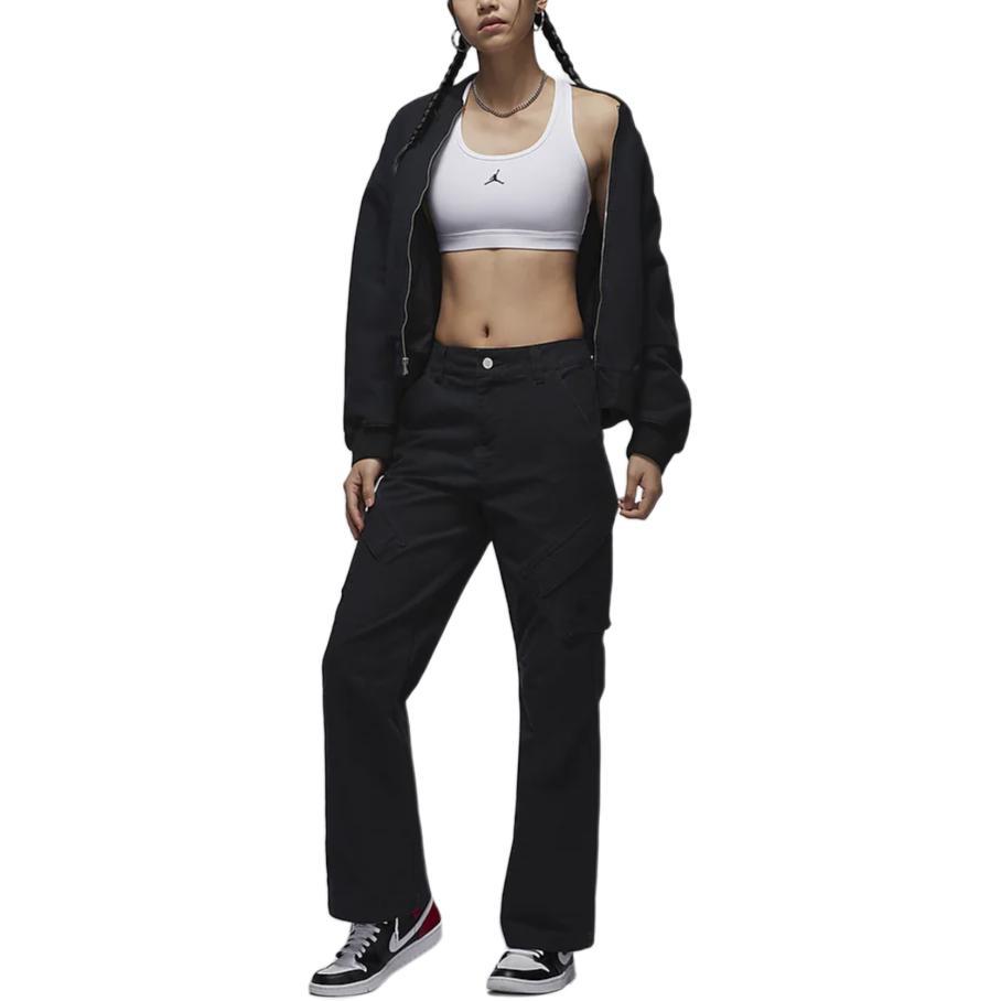 Jordan Chicago Logo Solid Color Fashionable Practical Loose Multi Pocket Cargo Pants Women Cargo Pants Black FV7099-010