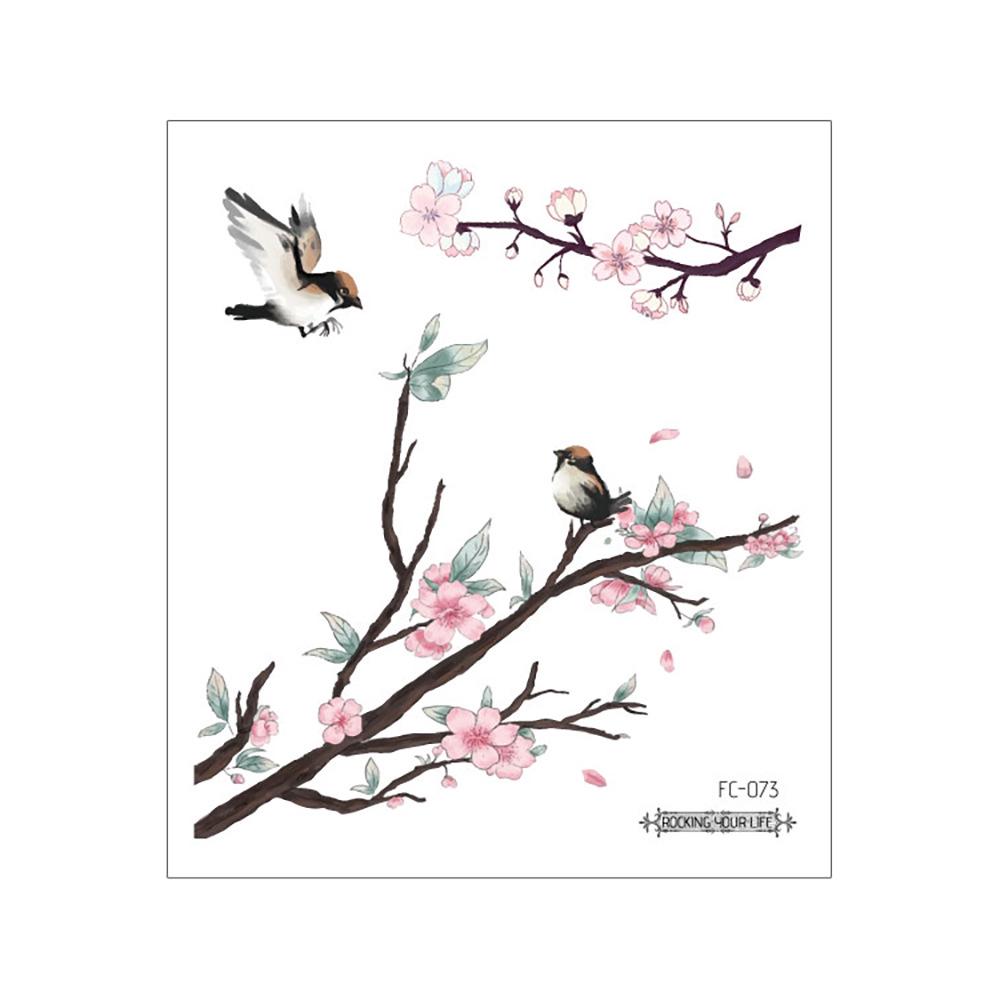 Waterproof Cherry Blossom Tattoo Sticker - Elegant Small Fresh Flower Design for Arm or Collarbone