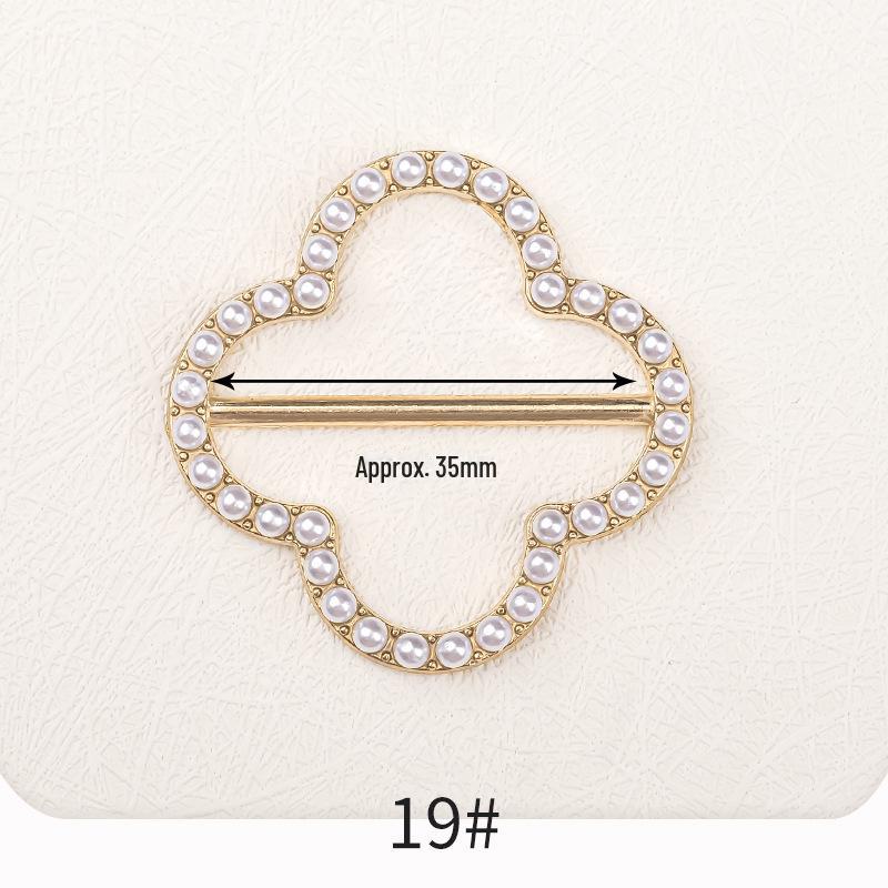 Premium Metal Buckle Summer Korean T-Shirt with Pearl Round Top Knot
