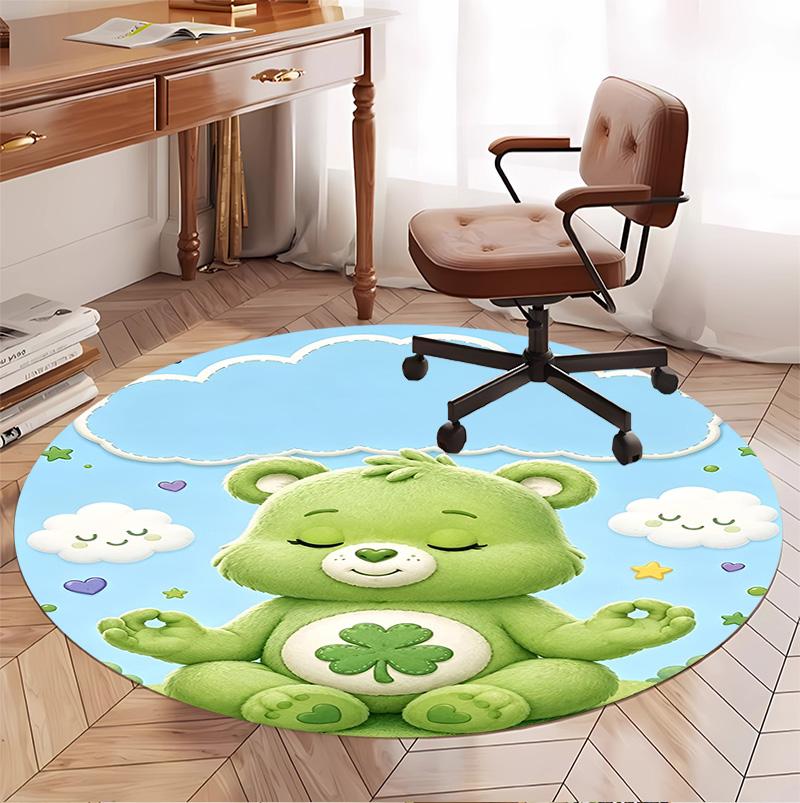 Care Bears Pattern Round Rug, Indoor/Outdoor Mat, for Picnic, Gameroom, Bedroom, Office, Living Room, Home Decor Carpet, Birthday Gift