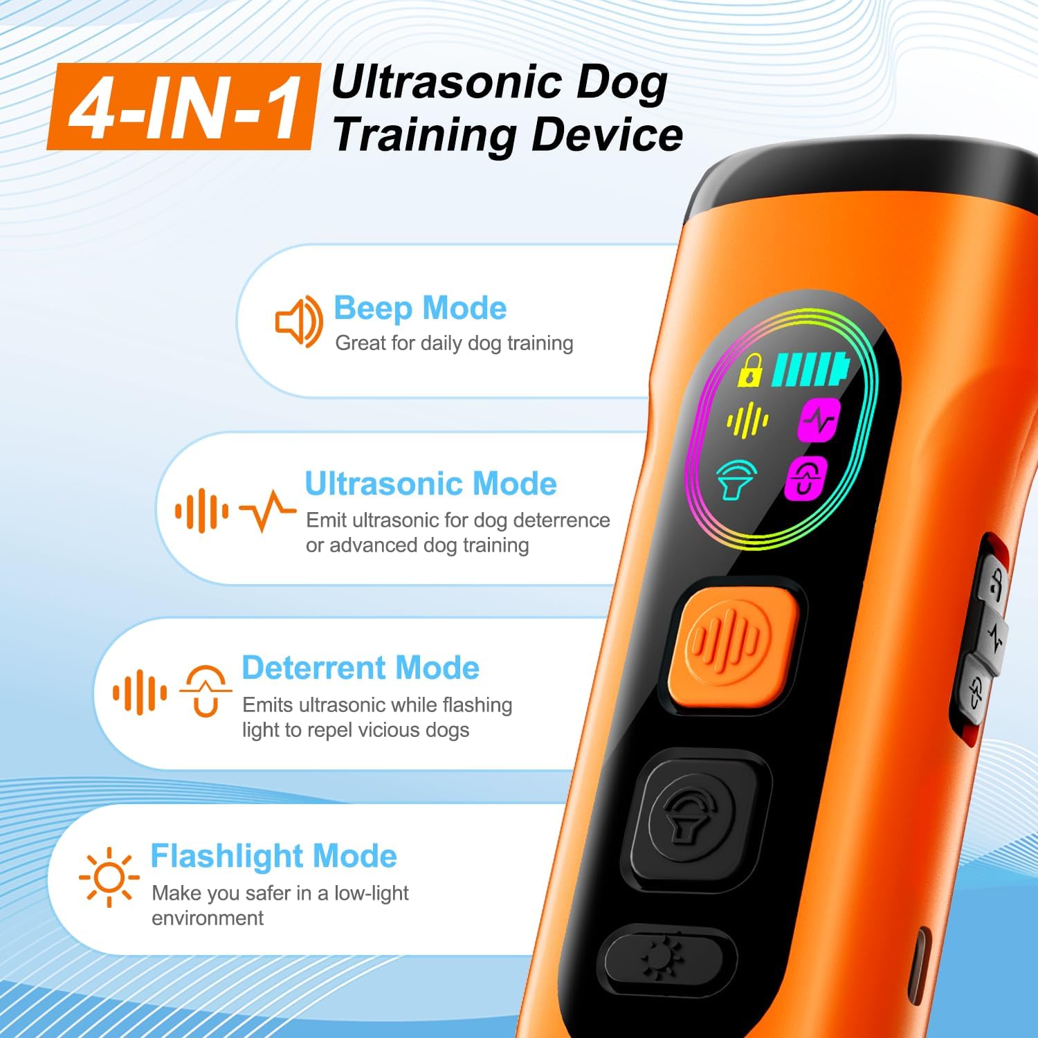 Dog Bark Deterrent Devices Anti Barking Device for Dogs Ultrasonic Bark Stopper Portable Dog Training Tool Indoor Outdoor Up to 50ft Correct Bad