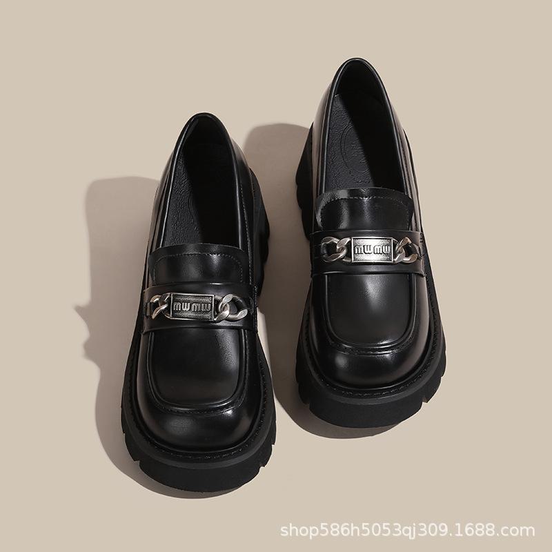 Thick-soled Women's New Retro Polished Small Leather Shoes, Small Inner Height Increase, Small Size 333.