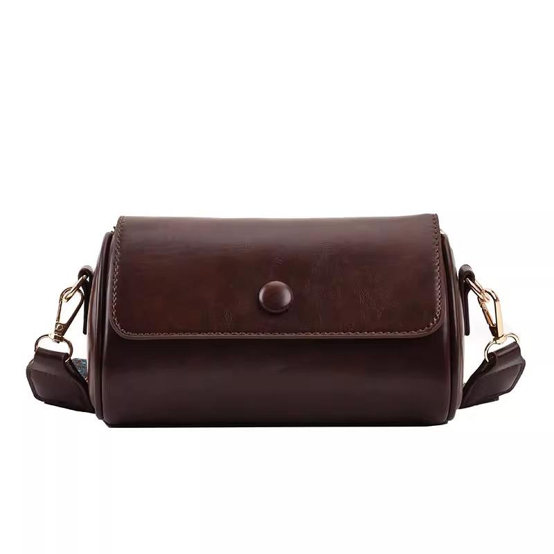Retro Small Bag Women's Bag Niche 2025 New Fashion Versatile Broadband Shoulder Explosion Cylinder Bag Messenger Bag