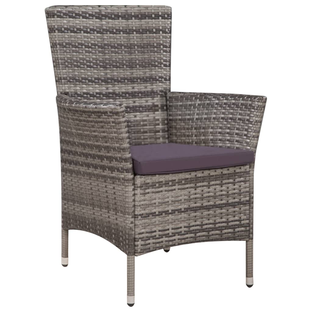 7 Piece Garden Dining Set with Cushions Poly Rattan Grey