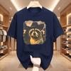 Funny Cowboy Raccoon Unisex Unisex Tshirt Animal Meme Graphic Tee Vintage Comfortable Short Sleeve Loose Tees Streetwear Tops