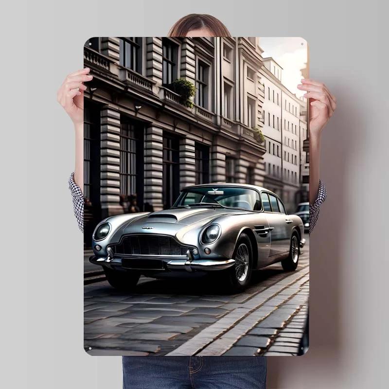 Aston Martins Tinplate Sign Classic Cars Poster Metal Wall Art Mural Retro Metal Sign Plaque for Garage Wall Art Decoration Room