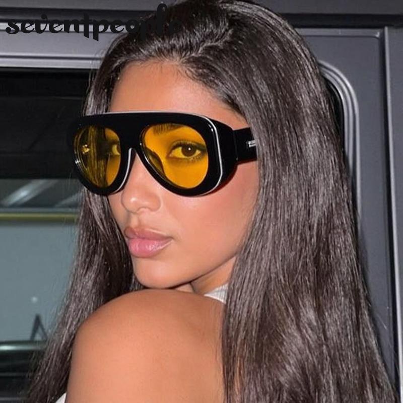 Oversized Y2K Punk Pilot Sunglasses Women Luxury Brand Vintage Shield Oval Sunglass Fashion Outdoor Toad Mirror For Ladies