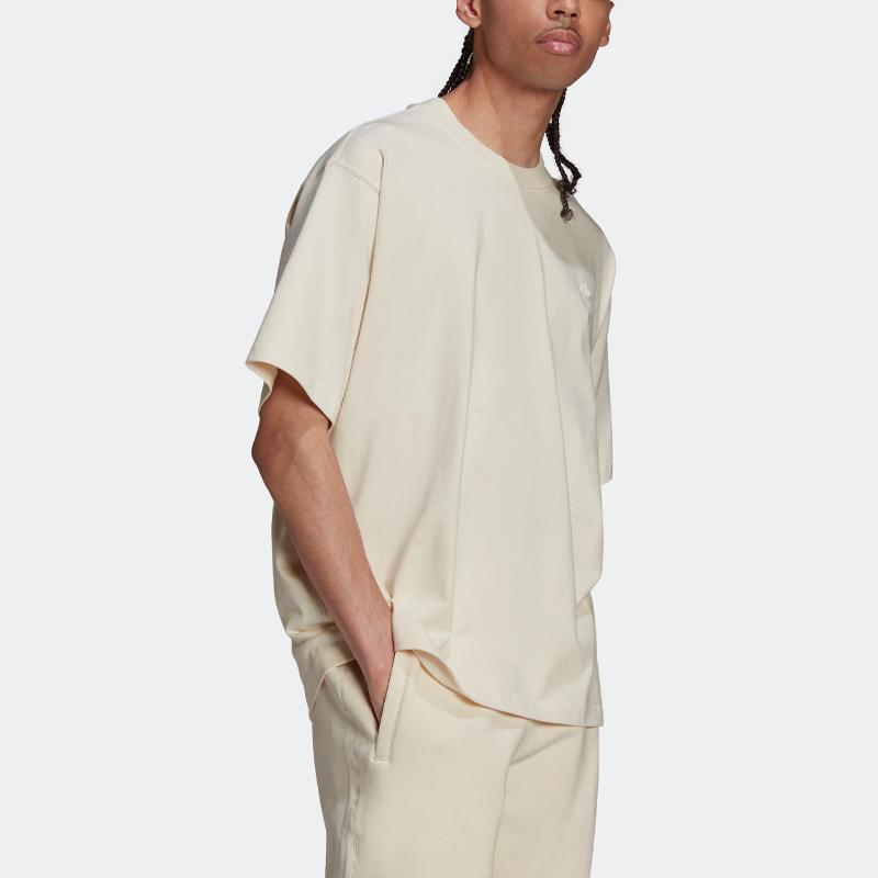 Adidas Originals Trefoil SS22 Embroidered Logo Sports T-Shirt Men Tops Beige HD2747