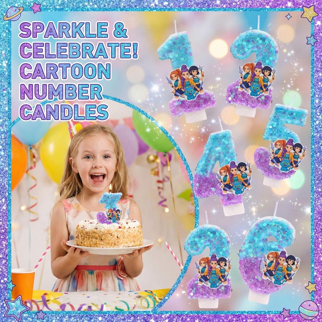 Fashion Cartoon Creative Birthday Candles Party Digital Candles