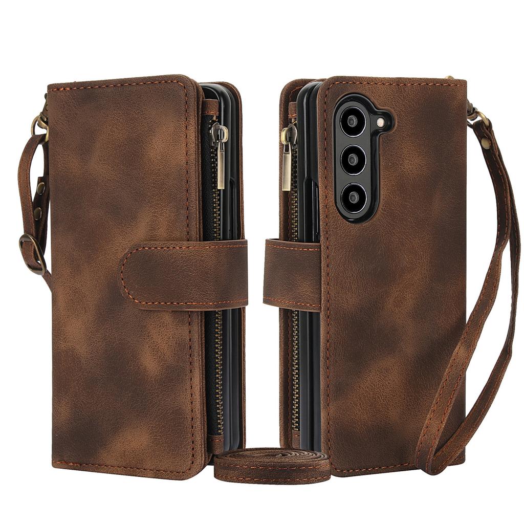 Applicable to Samsung Galaxy Z Fold 6Dreamy Texture Nine-Card Wallet Fold5Card slot flip leather case
