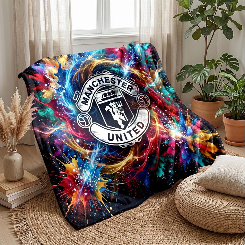 Manchester United Theme Blanket Soft Flannel Blanket Plush Throw Blanket Cozy Sofa Bed Blanket for Home Decor
