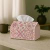 1pc Geometric Decorative Ramadan Party Tissue Box with Tile Pink Blue, Multi-Functional Fabric Tissue Box, Outdoor Party Supplies, Home Daily Desktop