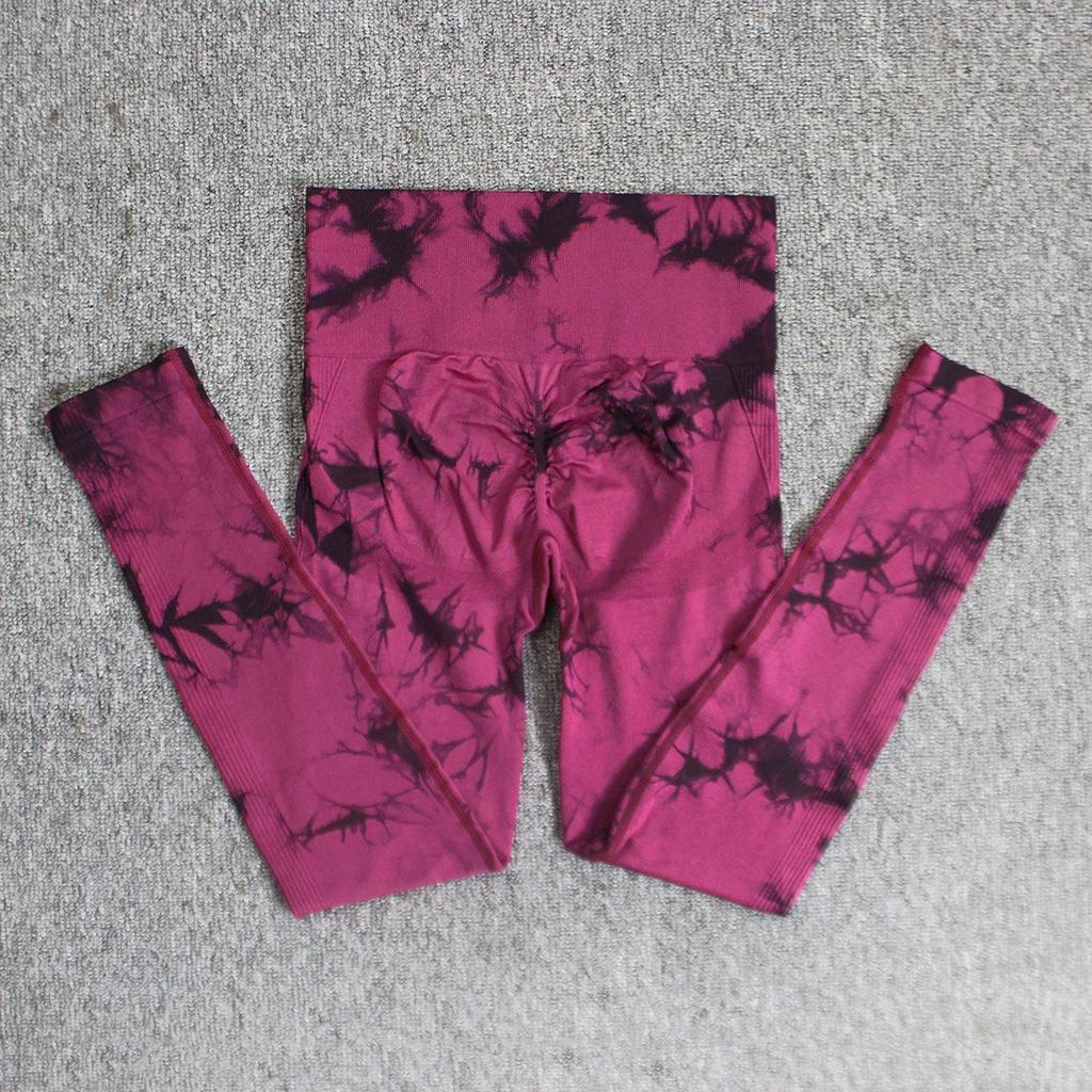 Exclusive Tie-Dye High-Waisted Peach Lift Yoga Pants - Seamless, Thick, and Long for Europe and America