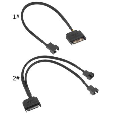 CRJ 15-Pin Stecker SATA zu 1/2 Lüfter Ummanteltes Stromadapterkabel 3-Pin/4-Pin Laptop Mainboard CPU Lüfter Verlängerungskabel