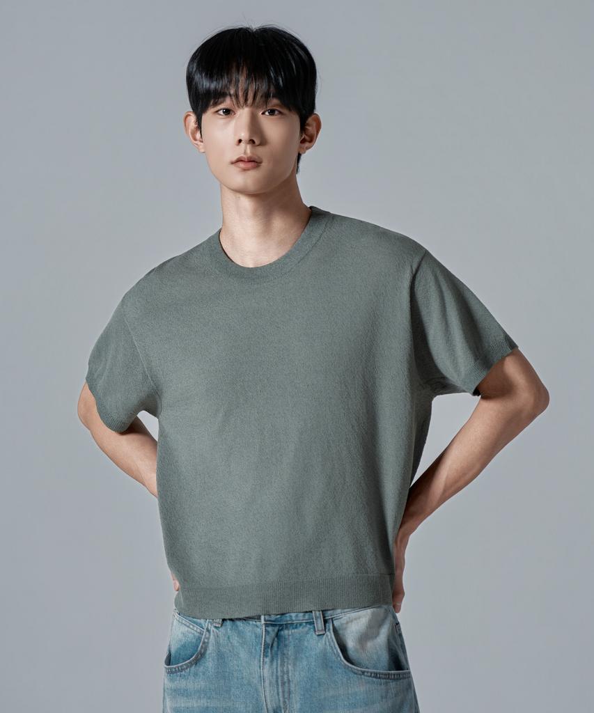 WAAR M1092 Airy Round Knit_Sage Green