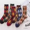 5 Pairs Autumn and Winter Women's Socks Retro Tube Socks Classic Diamond Fashion Socks